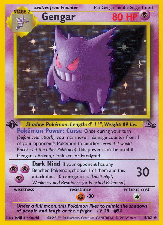 Gengar 5/62 Rare Holo | Fossil | Pokemon Card