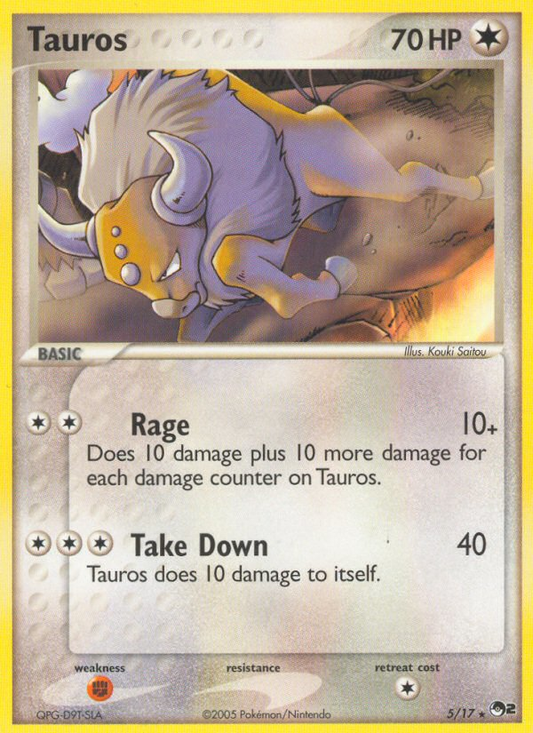 Tauros 5/17 Rare | POP Series 2 | Pokemon Card