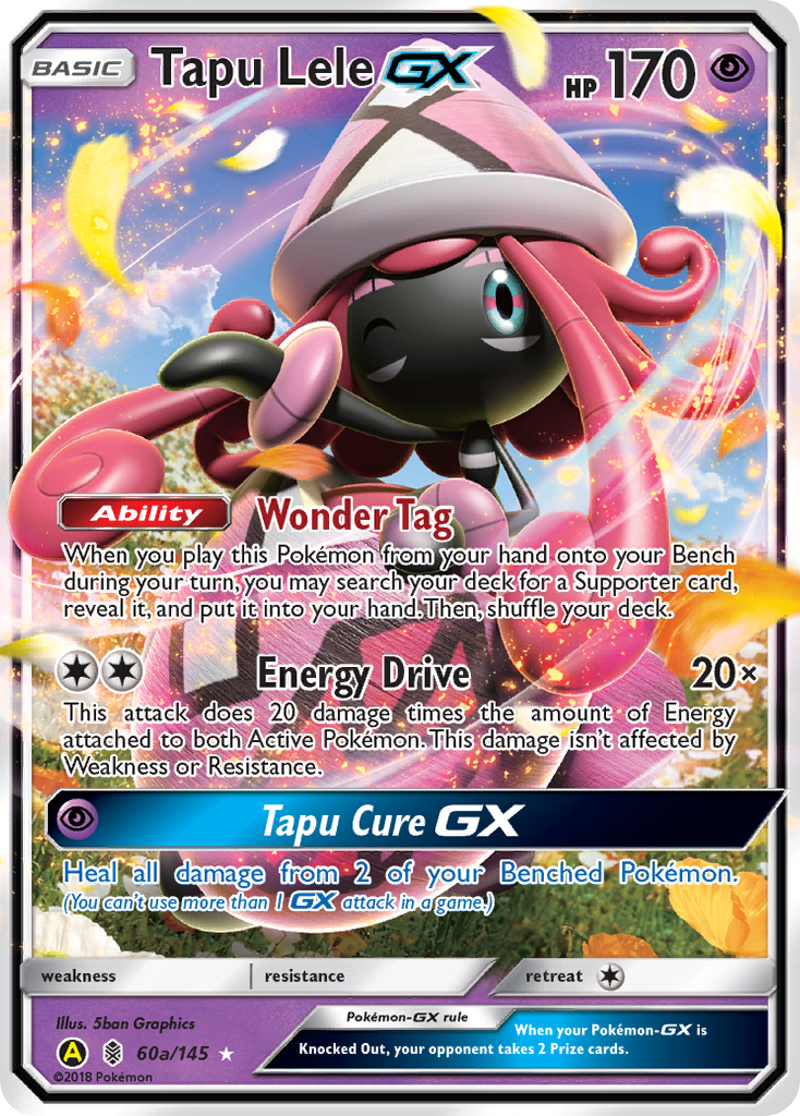 Tapu Lele-GX 60a/145 Rare Holo GX | Guardians Rising | Pokemon Card