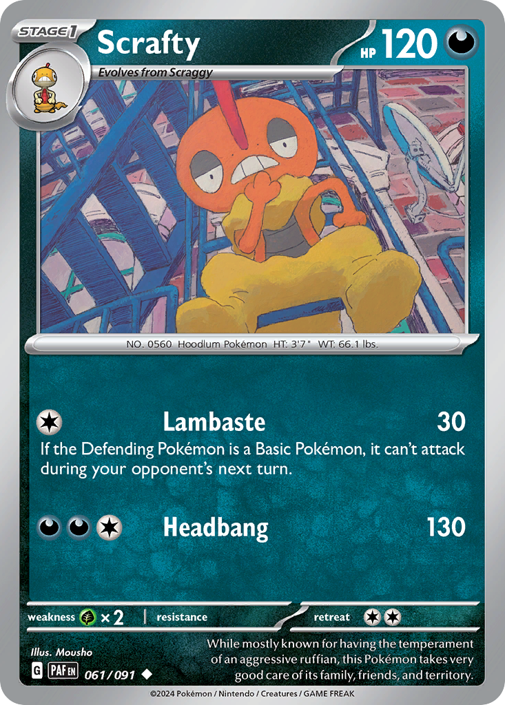 Scrafty 61/91 Uncommon | Paldean Fates | Pokemon Card