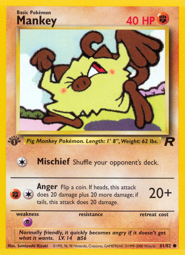 Mankey 61/82 Common | Team Rocket | Pokemon Card