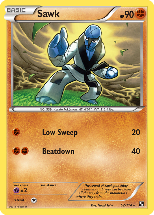 Sawk 62/114 Rare | Black & White | Pokemon Card