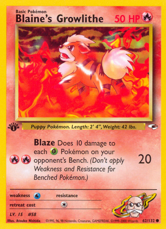 Blaine's Growlithe 62/132 Common | Gym Heroes | Pokemon Card