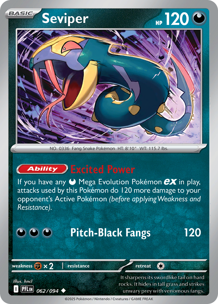 Seviper 62/94 Uncommon | Phantasmal Flames | Pokemon Card
