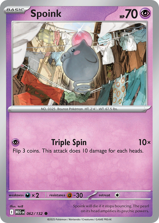 Spoink 62/132 Common | Mega Evolution | Pokemon Card