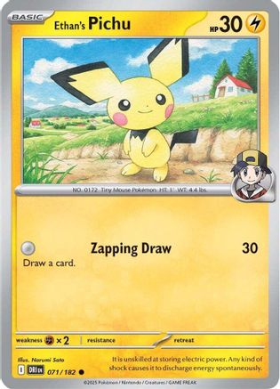 Ethan's Pichu 71/182 Reverse Holo | Destined Rivals | Pokemon Card