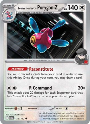 Team Rocket's Porygon-Z 155/182 Reverse Holo | Destined Rivals | Pokemon Card