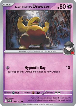 Team Rocket's Drowzee 79/182 Reverse Holo | Destined Rivals | Pokemon Card