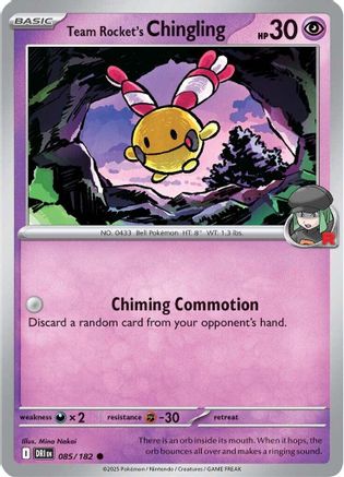 Team Rocket's Chingling 85/182 Reverse Holo | Destined Rivals | Pokemon Card