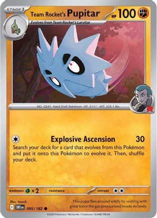 Team Rocket's Pupitar 95/182 Reverse Holo | Destined Rivals | Pokemon Card