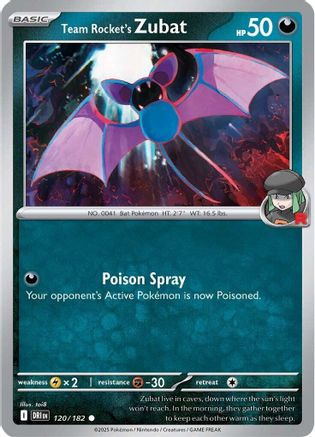 Team Rocket's Zubat 120/182 Reverse Holo | Destined Rivals | Pokemon Card