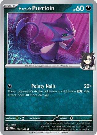 Marnie's Purrloin 130/182 Reverse Holo | Destined Rivals | Pokemon Card
