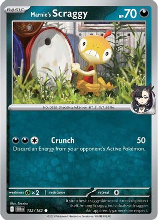 Marnie's Scraggy 132/182 Reverse Holo | Destined Rivals | Pokemon Card