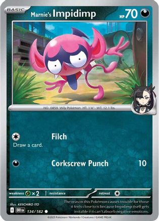 Marnie's Impidimp 134/182 Reverse Holo | Destined Rivals | Pokemon Card