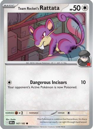 Team Rocket's Rattata 147/182 Reverse Holo | Destined Rivals | Pokemon Card