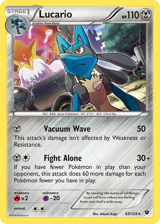 Lucario 63/124 Rare Holo | Fates Collide | Pokemon Card
