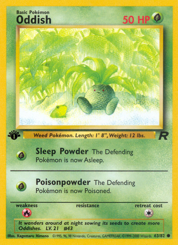 Oddish 63/82 Common | Team Rocket | Pokemon Card