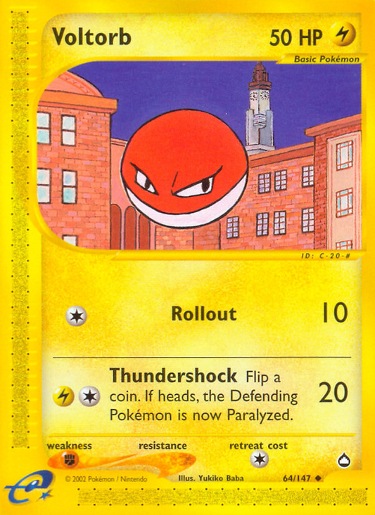 Voltorb 64/147 Uncommon | Aquapolis | Pokemon Card