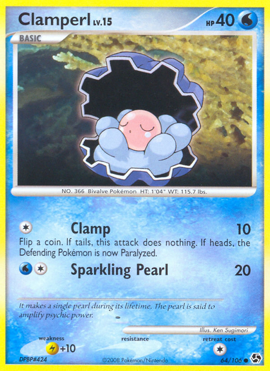 Clamperl 64/106 Common | Great Encounters | Pokemon Card