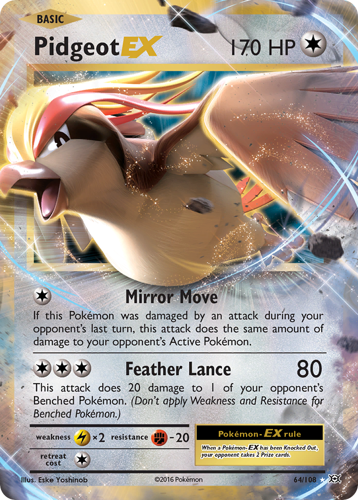 Pidgeot-EX 64/108 Rare Holo EX | Evolutions | Pokemon Card