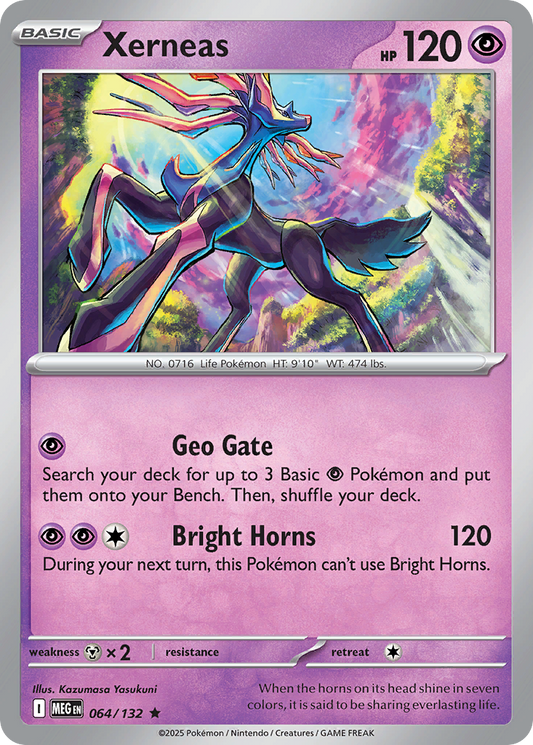 Xerneas 64/132 Rare | Mega Evolution | Pokemon Card