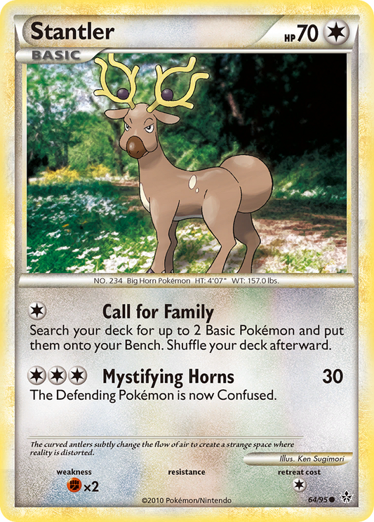 Stantler 64/95 Common | HS—Unleashed | Pokemon Card
