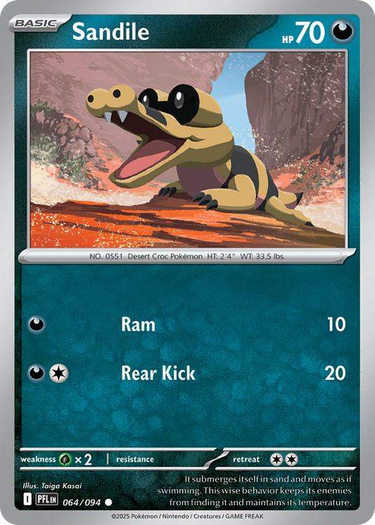 Sandile 64/94 Common | Phantasmal Flames | Pokemon Card