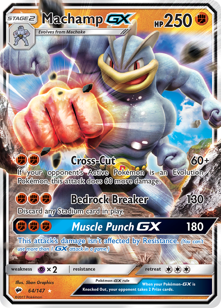 Machamp-GX 64/147 Rare Holo GX | Burning Shadows | Pokemon Card