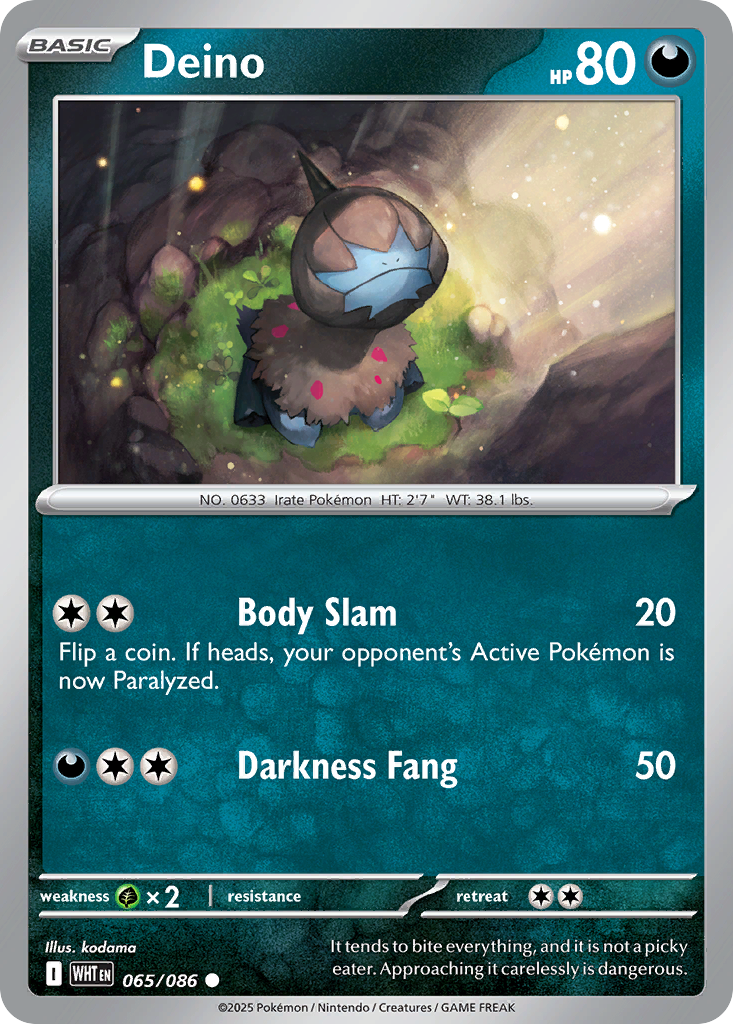 Deino 65/86 Common | White Flare | Pokemon Card