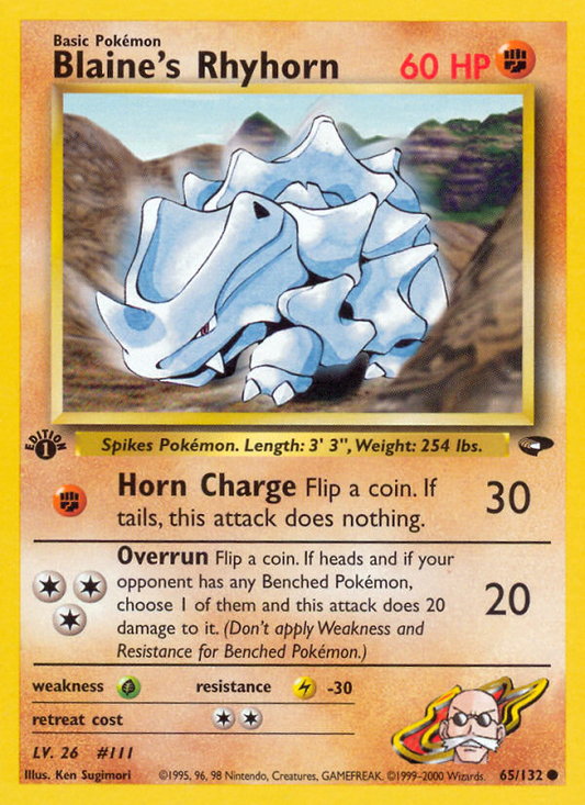 Blaine's Rhyhorn 65/132 Common | Gym Challenge | Pokemon Card