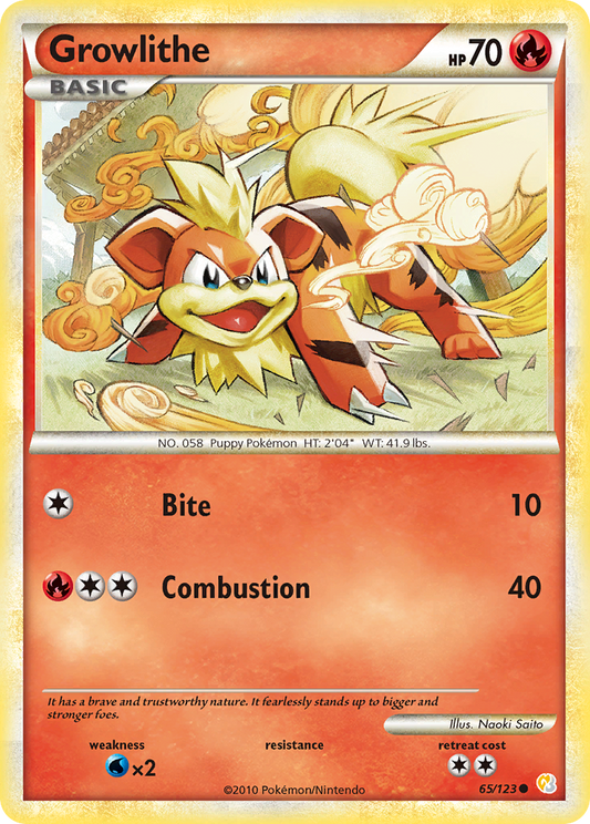 Growlithe 65/123 Common | HeartGold & SoulSilver | Pokemon Card