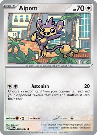 Aipom 78/94 Reverse Holo | Phantasmal Flames | Pokemon Card