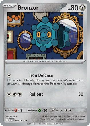 Bronzor 71/94 Reverse Holo | Phantasmal Flames | Pokemon Card