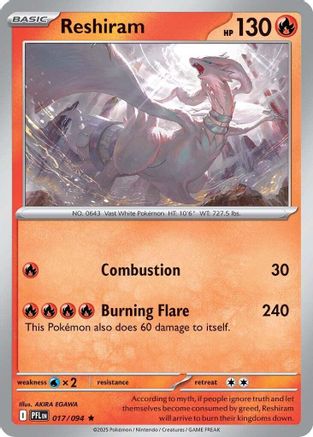 Reshiram 17/94 Reverse Holo | Phantasmal Flames | Pokemon Card