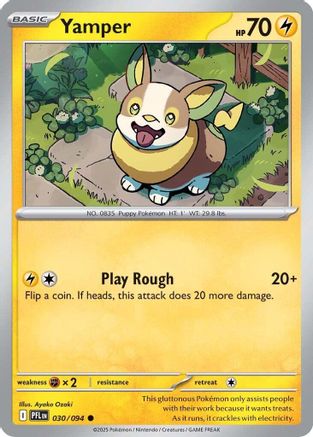 Yamper 30/94 Reverse Holo | Phantasmal Flames | Pokemon Card