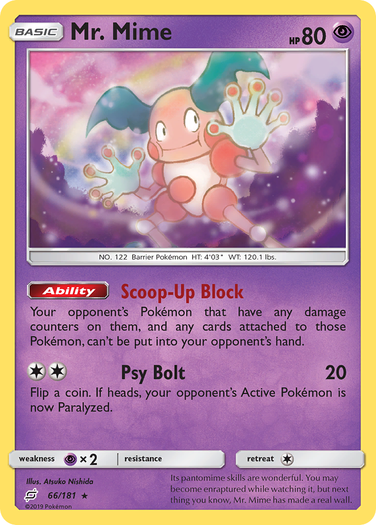 Mr. Mime 66/181 Rare | Team Up | Pokemon Card