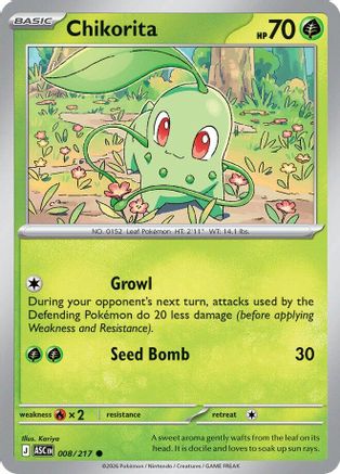 Chikorita 8/217 Reverse Holo | Ascended Heroes | Pokemon Card