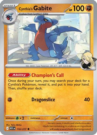 Cynthia's Gabite 110/217 Reverse Holo | Ascended Heroes | Pokemon Card