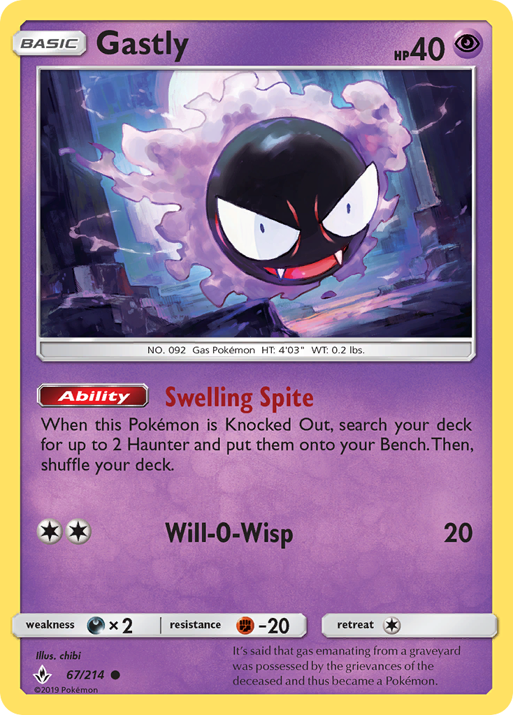 Gastly 67/214 Common | Unbroken Bonds | Pokemon Card