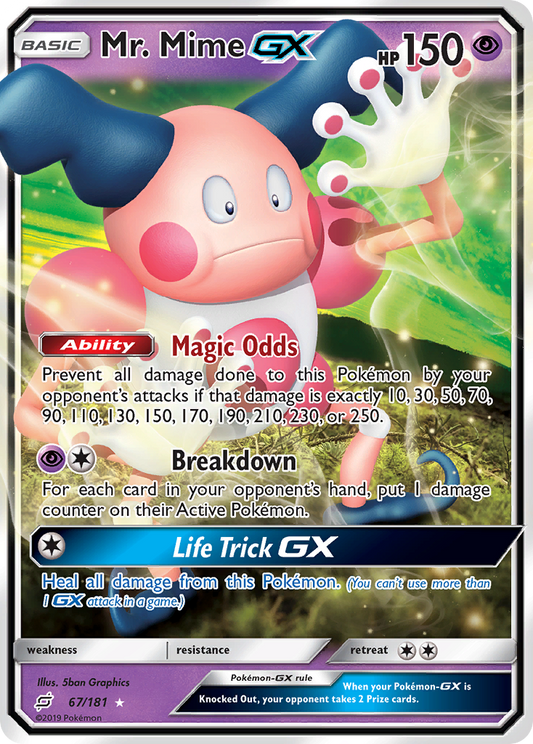 Mr. Mime-GX 67/181 Rare Holo GX | Team Up | Pokemon Card