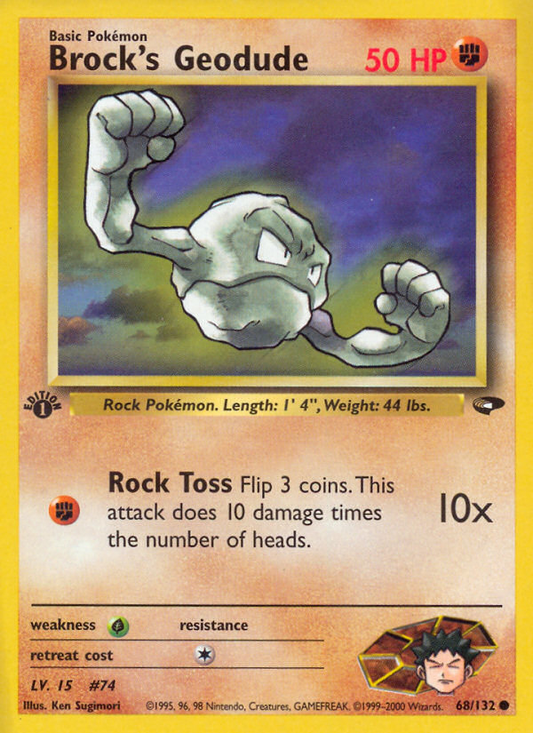 Brock's Geodude 68/132 Common | Gym Challenge | Pokemon Card