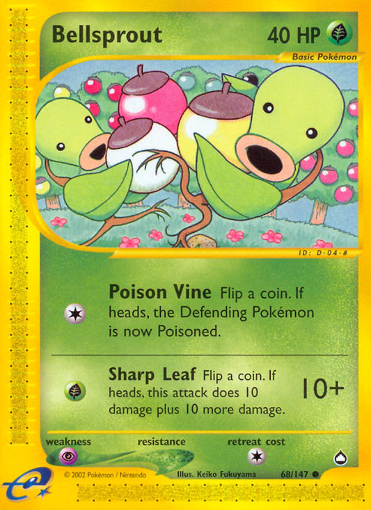 Bellsprout 68/147 Common | Aquapolis | Pokemon Card