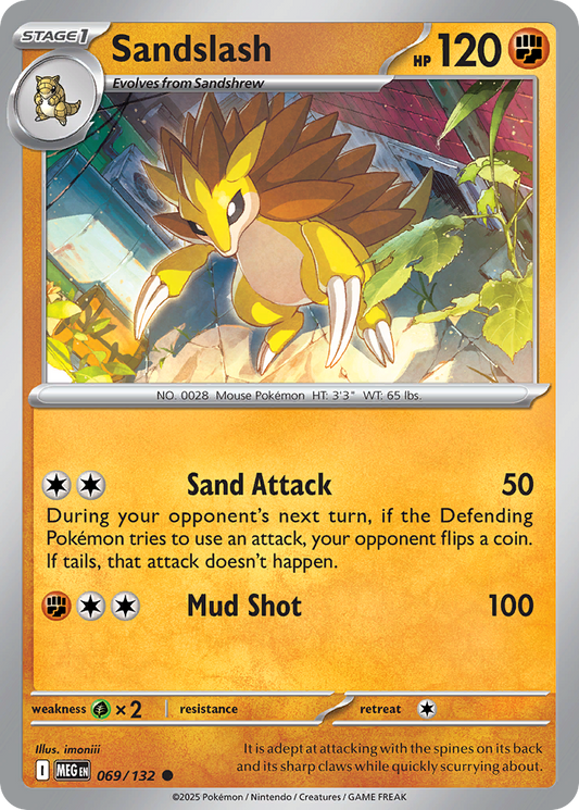 Sandslash 69/132 Common | Mega Evolution | Pokemon Card