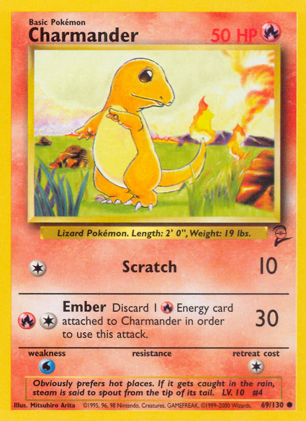 Charmander 69/130 Common | Base Set 2 | Pokemon Card