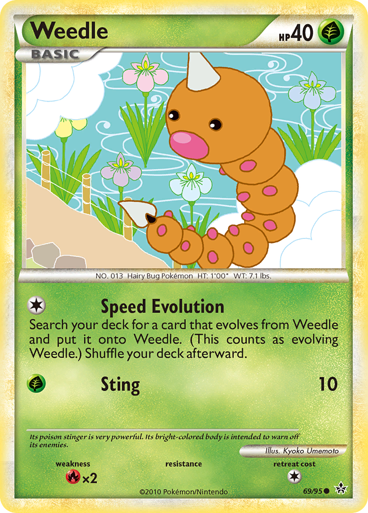 Weedle 69/95 Common | HS—Unleashed | Pokemon Card