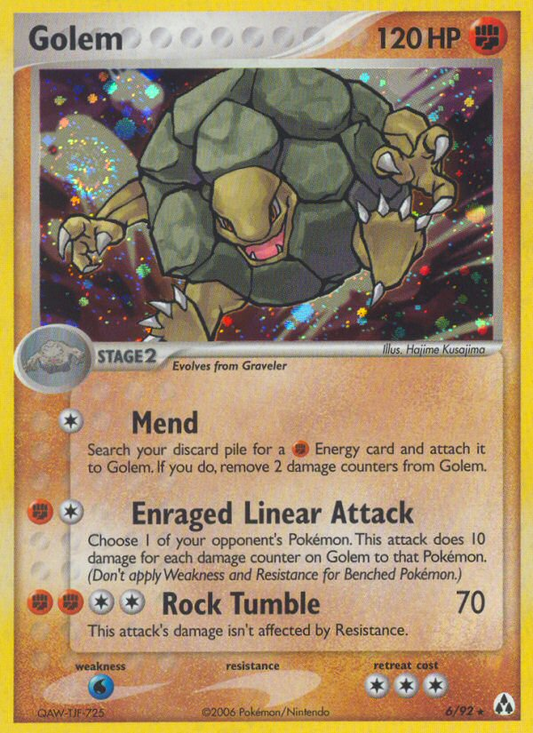 Golem 6/92 Rare Holo | Legend Maker | Pokemon Card