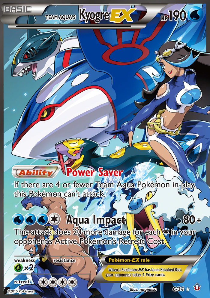 Team Aqua's Kyogre-EX 6/34 Rare Ultra | Double Crisis | Pokemon Card