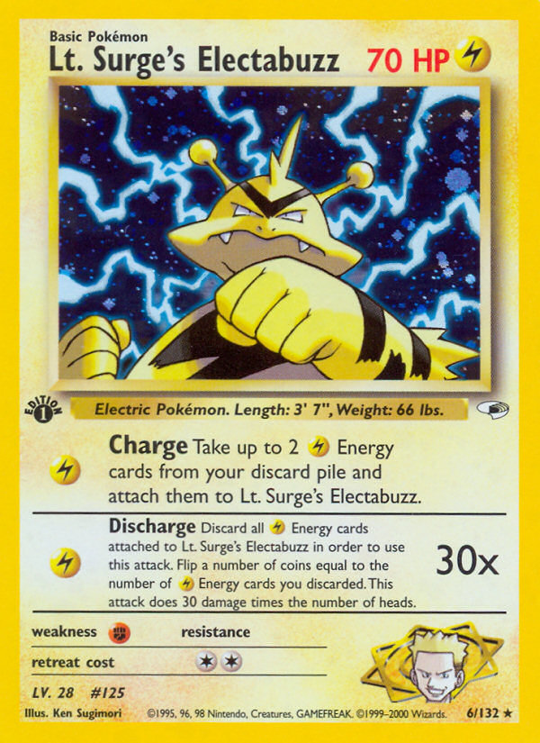 Lt. Surge's Electabuzz 6/132 Rare Holo | Gym Heroes | Pokemon Card