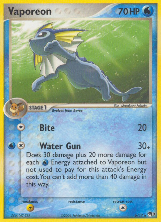 Vaporeon 6/17 Rare | POP Series 3 | Pokemon Card