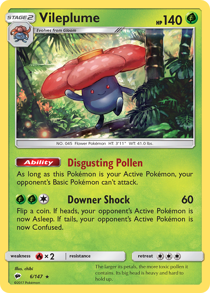 Vileplume 6/147 Rare Holo | Burning Shadows | Pokemon Card